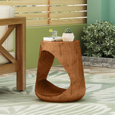 MGO Hollow Side Table With Wood-Like Texture For Indoor And Outdoor Use, Durable And Stylish