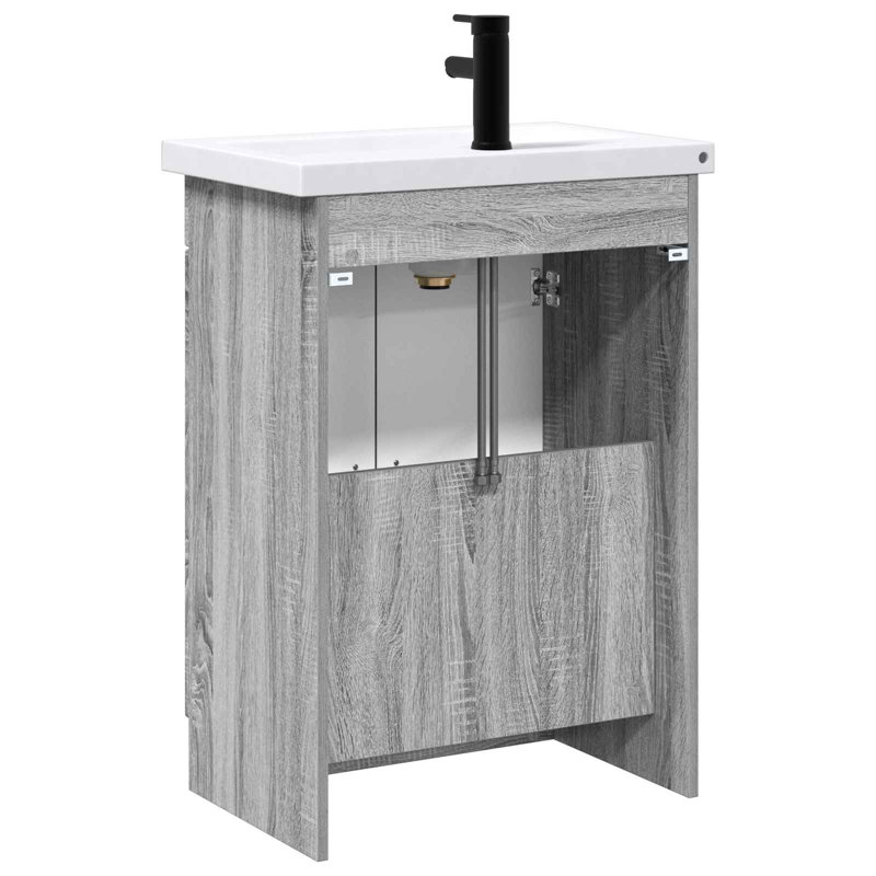 Vanity & Mirror Set, Grey Sonoma