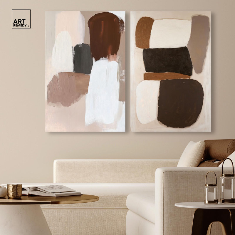 «Serene Geometric Abstract Duo», reproduction d'art sur toile par Art Remedy, galerie tendue, 24 x 36, H 36 po x l 24 po