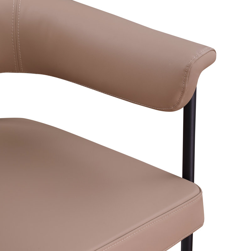 Malin Vegan Leather Arm Chair Dining Chair, Tan Vegan Leather