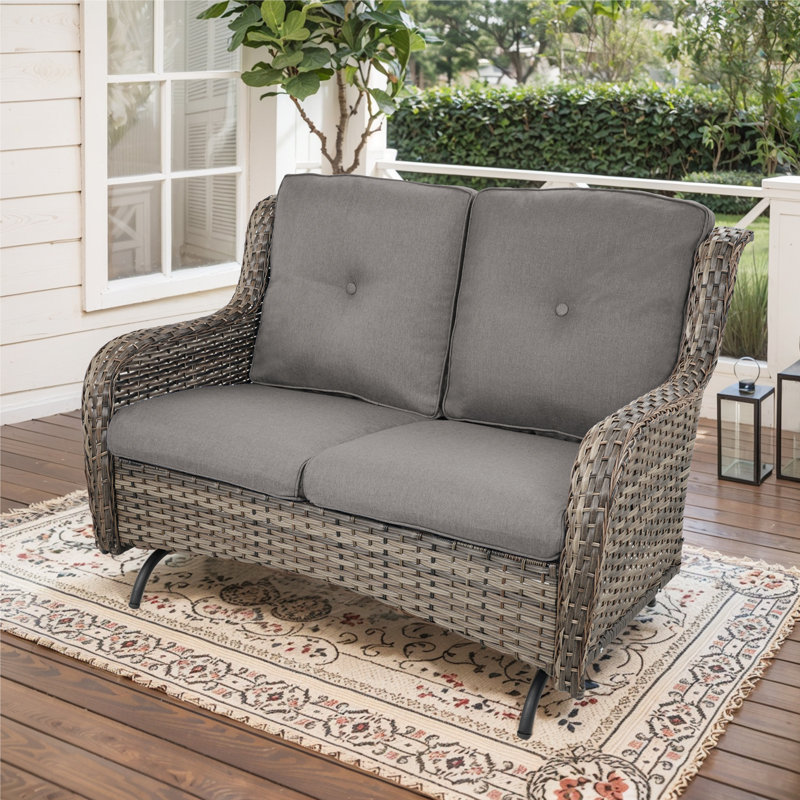 Schutt 51.18'' Wide Straight Loveseat with Cushions, Grey, Grey