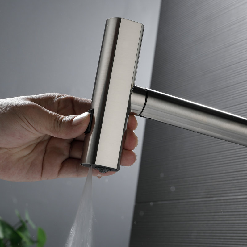 Pull-Out Faucet For Kitchen And Bathroom, Brushed Nickel