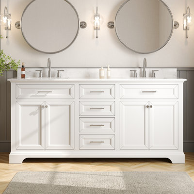 Heritage 72" Double Sink Bathroom Vanity with Artificial Marble Top and Backsplash 