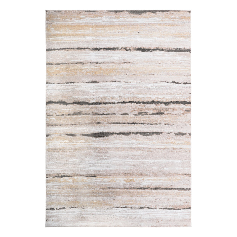 Tapis rayé marron 5x7 de Loom & Tears - Ne perd pas ses poils, anti-taches, idéal pour une chambre d'étudiant ou un salon, et ajoute une touche de charme à une chambre d'enfant ou un bureau à domicile.