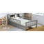 Lit simple gris avec rangement pour tête de lit et garde-corps fonctionnels - Taille élégante, pratique et efficace-680396709