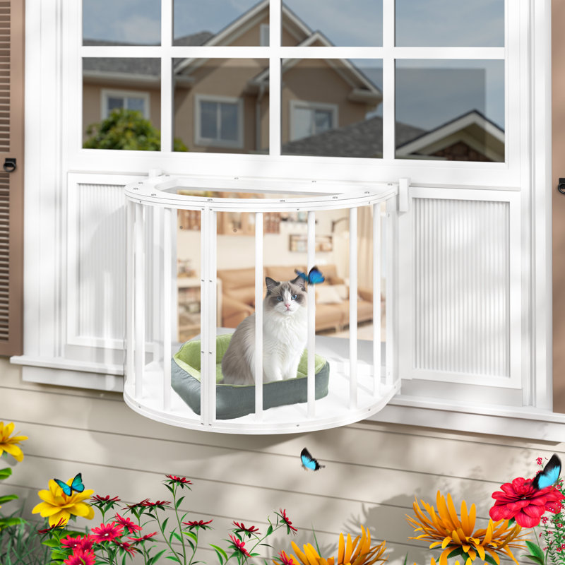 Semi-Circular Balcony Cat Expandable Window Enclosure For Indoor Cats