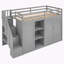 Lit de rangement avec 3 tablettes, 2 armoires et 2 tiroirs-108600770