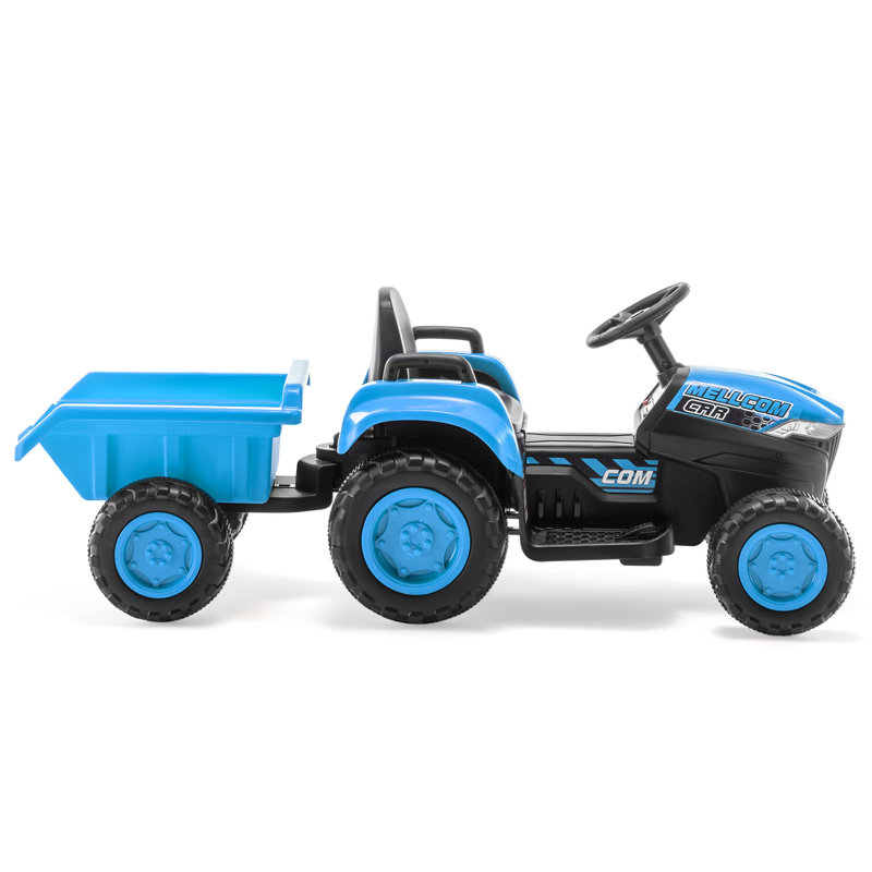 Blue 12V Kids Ride-On Tractor with Remote Control