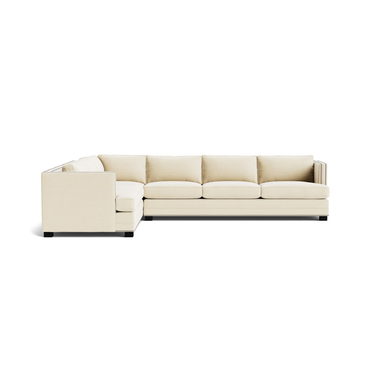 Keaton Chaise Sectional, Brushed Nickel, Performance Linen - Cream, Black