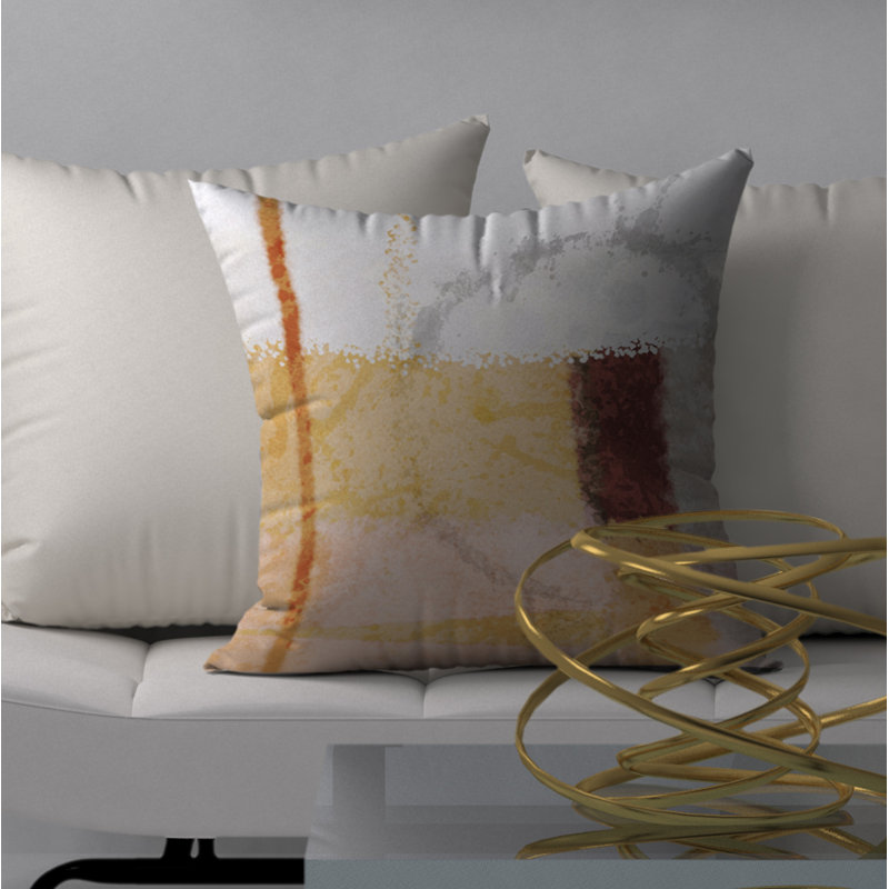  Housse de coussin carré et insert, 20 po X 20 po, Blanc / beige / orange