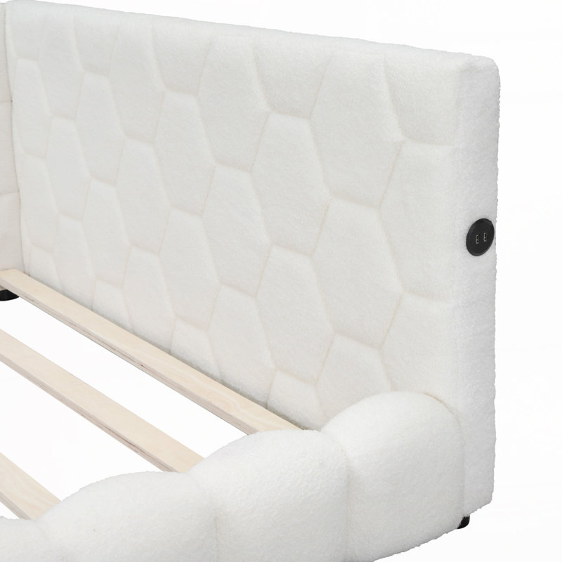 Lit rembourré Teddy avec ports USB et ceinture DEL