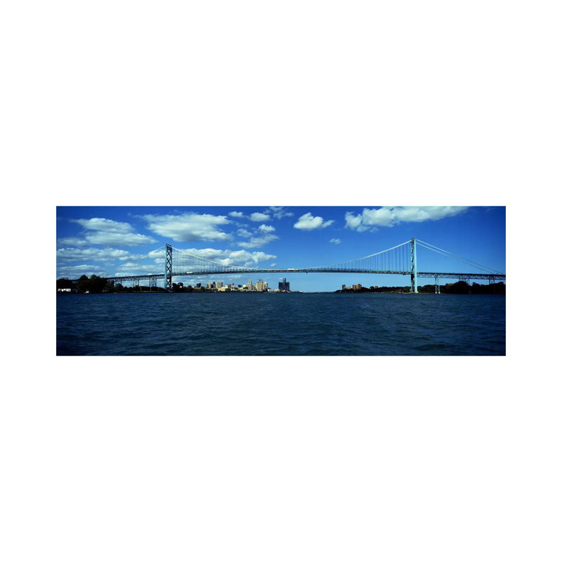Bridge Across A River, Ambassador Bridge, Detroit River, Detroit, Wayne County, Michigan, USA by Panoramic Images - Wrapped Canvas Panoramic Print