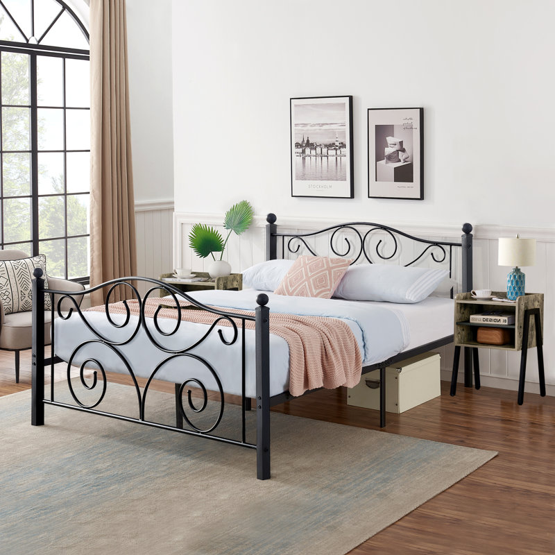 Auxter Steel Piece Bedroom Set, Queen, Black/Gray