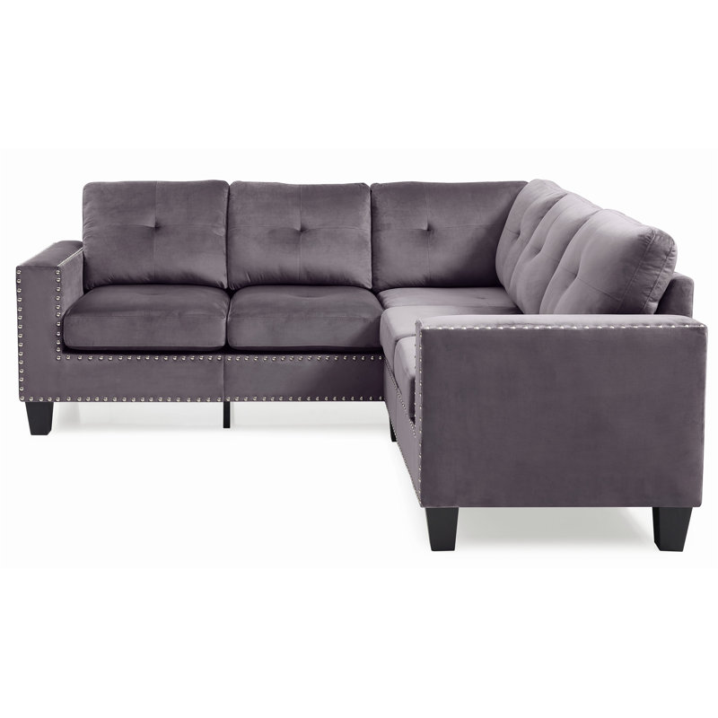 Canapé modulaire 3 pièces Rizumi, Velours gris