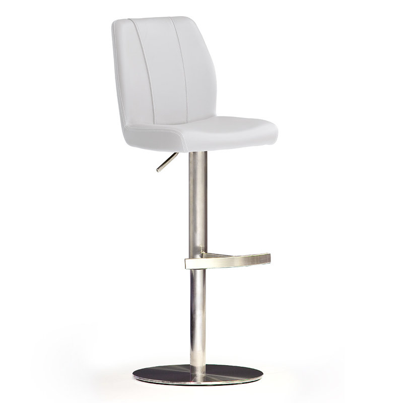 Nina Swivel Upholstered Adjustable Height Counter Stool with Metal Frame, White