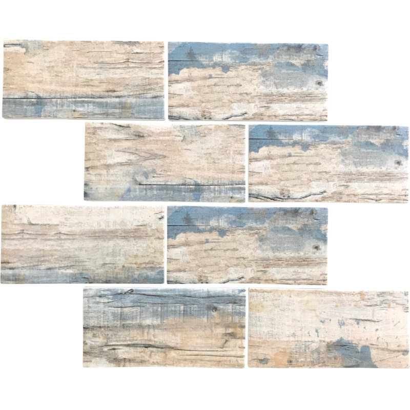 Carreau de mosaïque 3 po x 6 po, Bois bleu