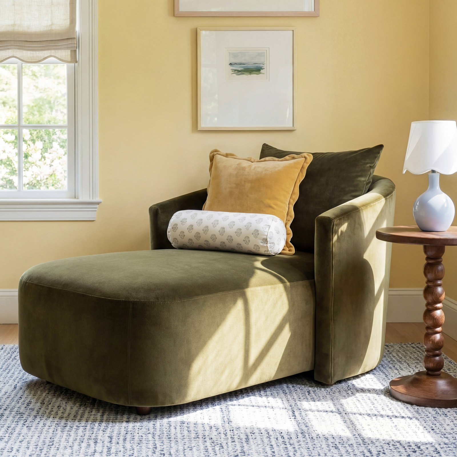 Mirage Upholstered Chaise Lounge, Surrey Olive 76.8% Cotton/23.2% Polyester