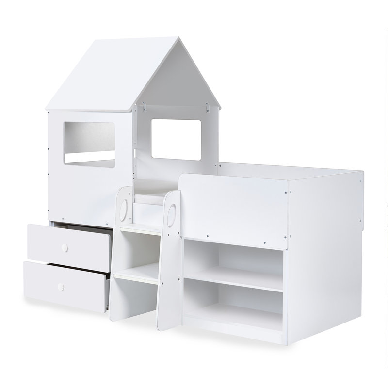 Summer Rain Single (3') Mid Sleepers with Storage Included, White
