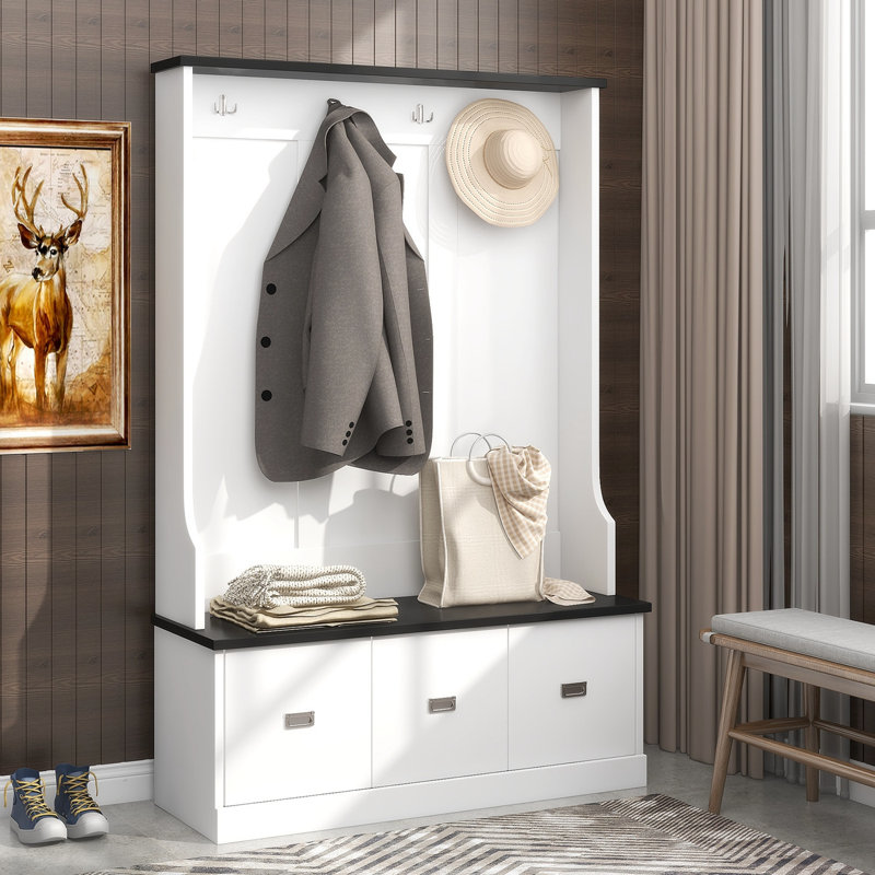 Portemanteau avec banc et rangement pour chaussures, Blanc