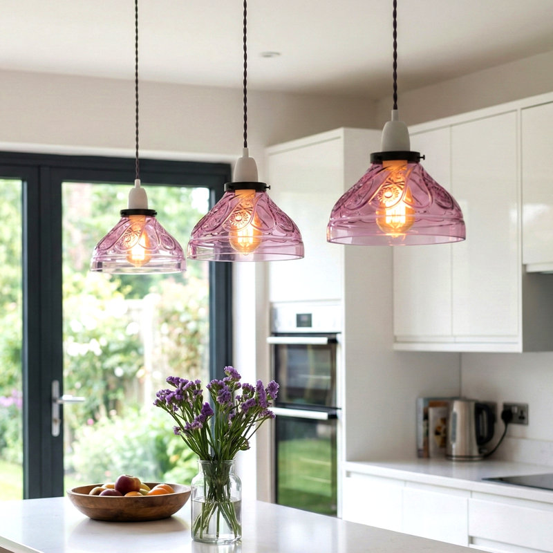 9cm H Glass Lamp Shade ( Screw On ), Purple