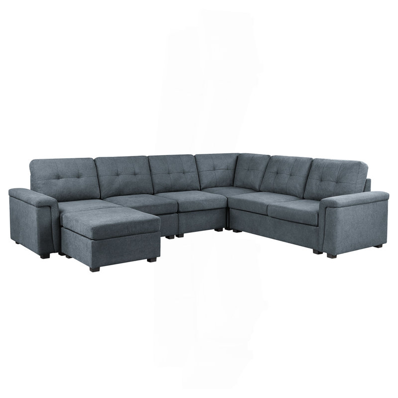 Canapé modulaire 119 places en tissu tissé gris 119 po avec repose-pieds
