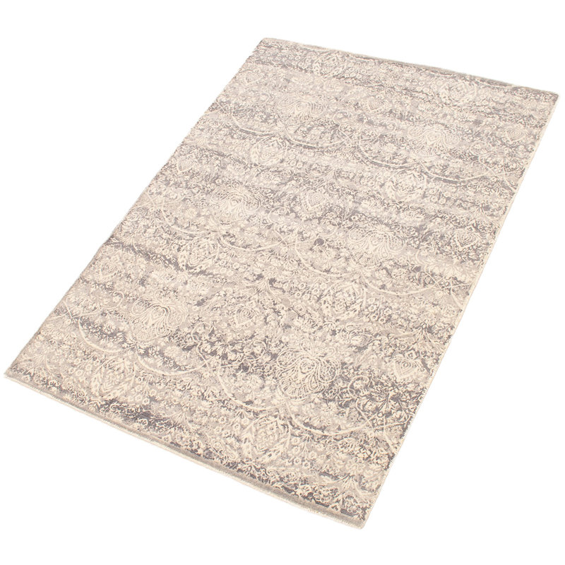 Tapis unique en viscose noué à la main des années 2010 de 5 pi 2 po x 7 pi 6 po crème Suazo
