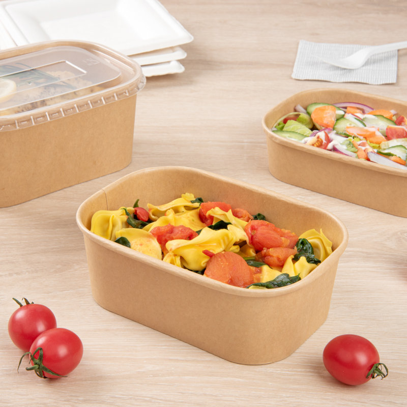 Restaurantware-Bio Tek 25.4 Ounce To Go Containers, 100 PE Coated Paper Food Containers - Lids Sold Separately, Freezable, Kraft Paper Disposable Serving Bowls, For Hot And Cold Foods