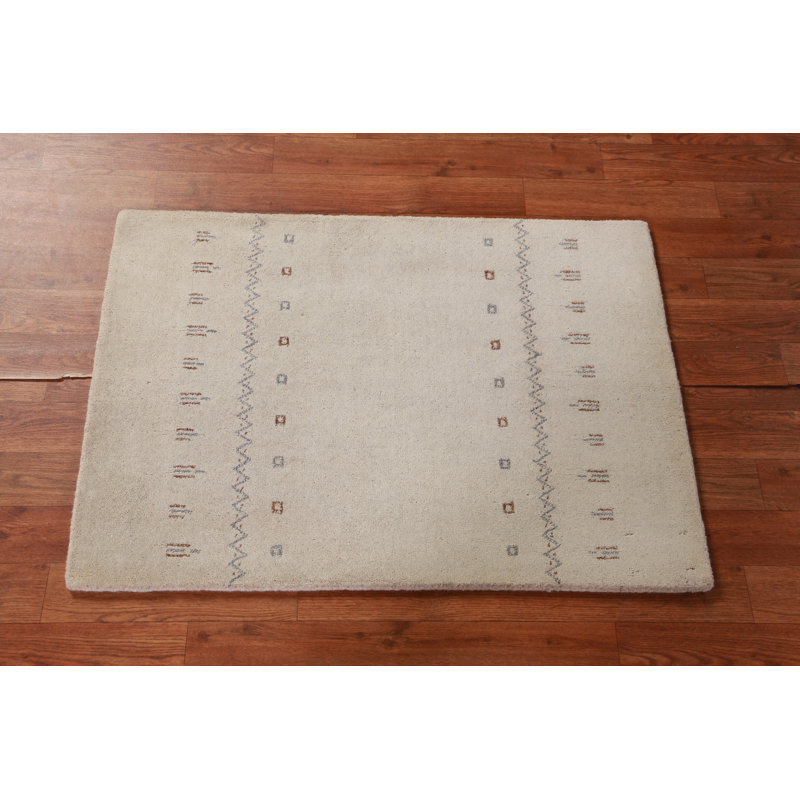 Ivory Wool Gabbeh Indian Accent Rug 2x3