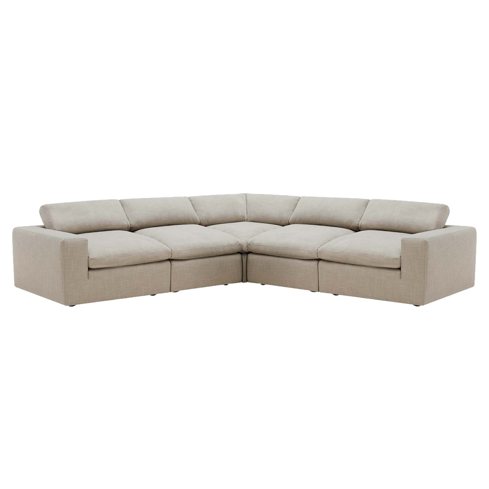 Asher 5 - Piece Upholstered Sectional, Effie Flax Performance Linen