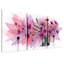 Fleurs mauves dans un vase en verre avec gouttes d'encre rose, ensemble de 3 toiles-648718529