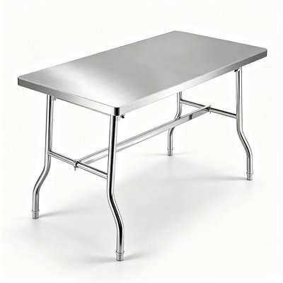 Folding Stainless Steel Prep Table with Undershelf & 4 Hooks | Heavy Duty No-Assembly Work Table for Kitchen, Restaurant & Camping