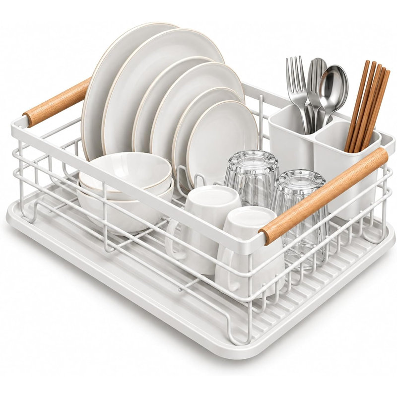 Dish Drainer Rack for Kitchen Counter, Space-Saving Kitchen Organiser