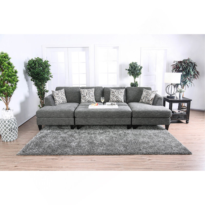 Ensemble de canapé modulaire 5 pièces en chenille gris