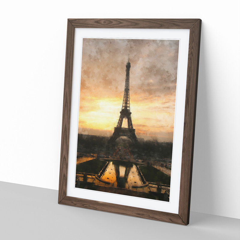 Eiffel Tower Vol.2 - Picture Frame Graphic Art, 65cm H x 48cm W x 2cm D, Walnut Framed