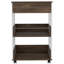 Chariot de cuisine, trois tablettes, quatre roulettes - blanc / noyer foncé
