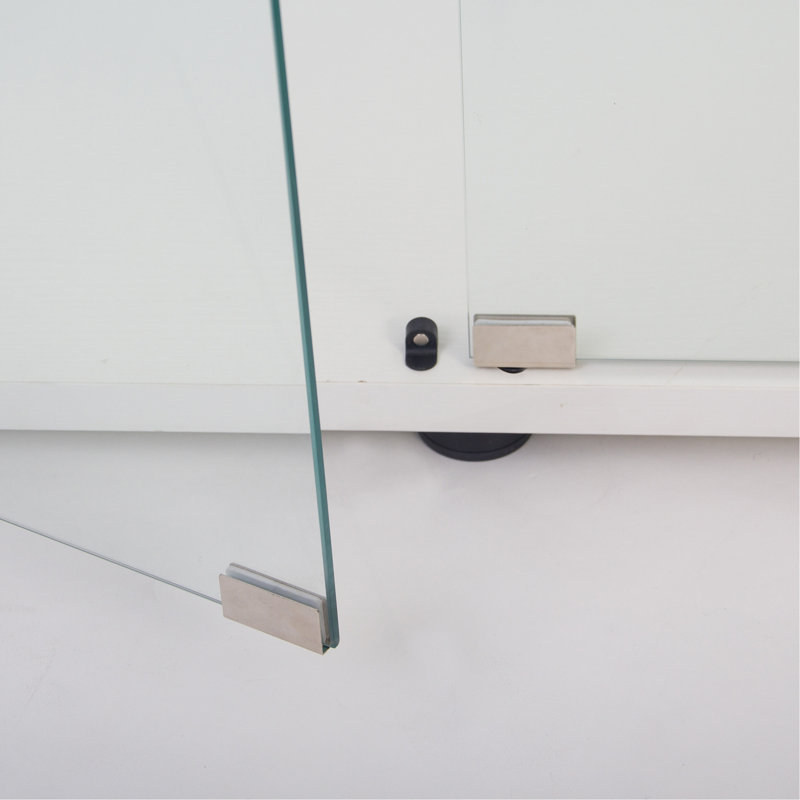Vitrine en verre 2 couches avec 2 portes, vitrines, comptoir vitrine vitrée avec serrure, verre trempé avec base en panneau de fibres à densité moyenne