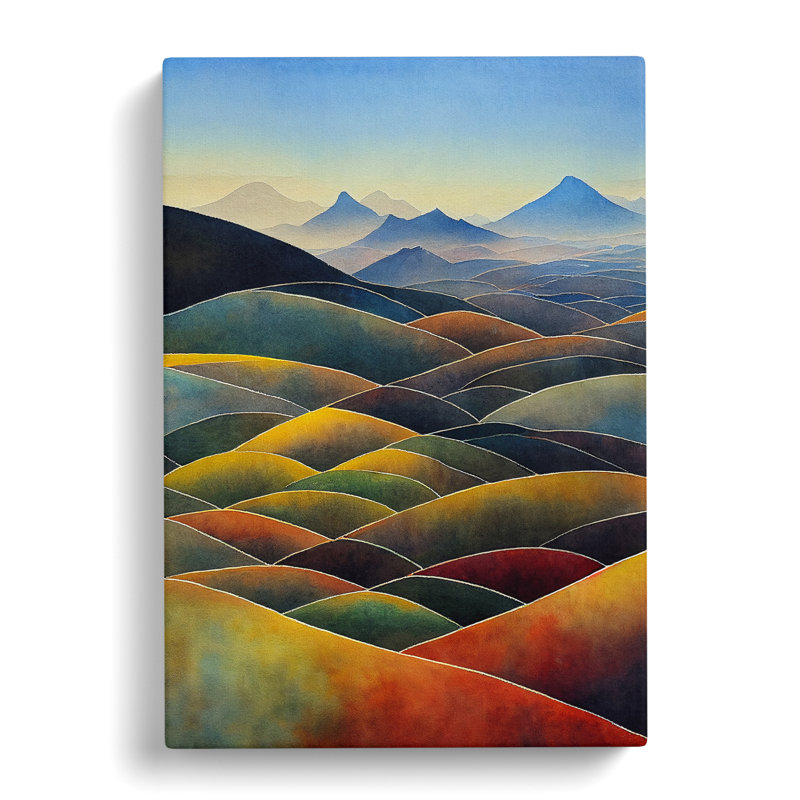 Painted Mountain Landscape No.2 - Wrapped Canvas, 50cm H x 35cm W x 3cm D