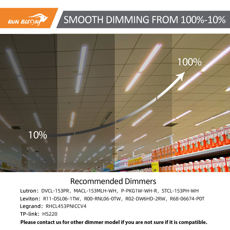 4 ft. Integrated LED Dimmable Linear LED Strip light Shop light, CCT/Wattage/Lumen Selectable