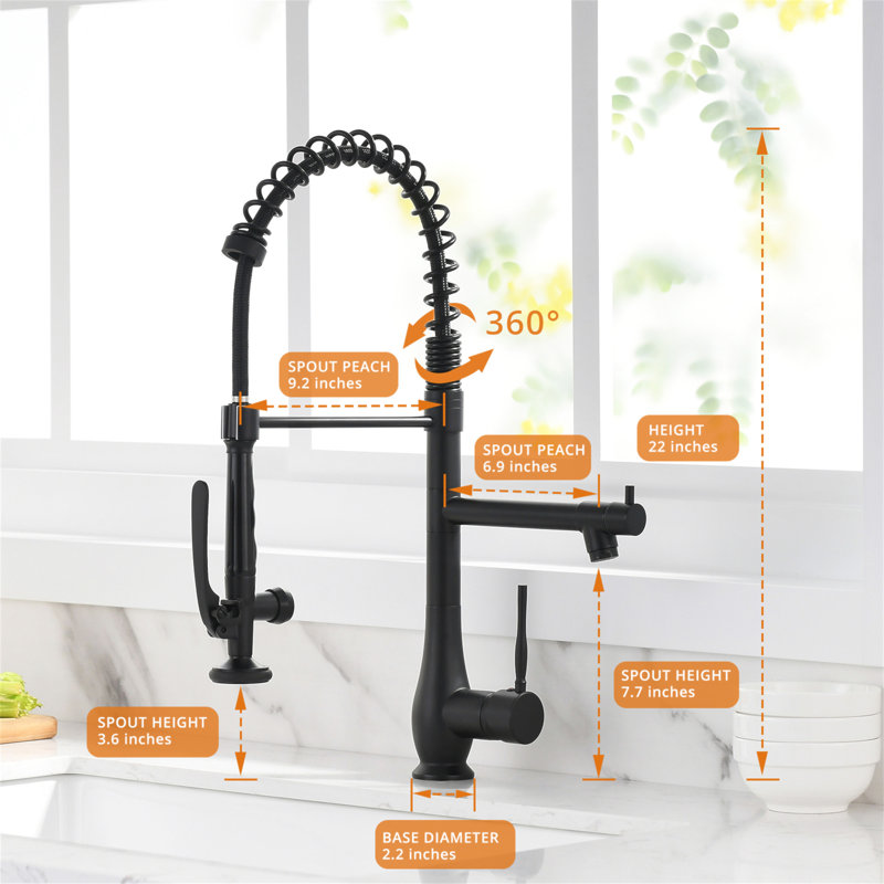 Kitchen Faucet Pull Down Sprayer Black And Nickel,Single Handle Kitchen Sink Faucet