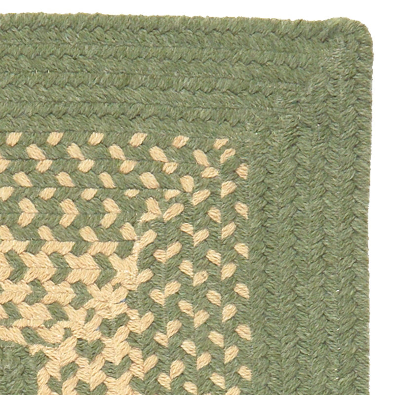 Tapis vert en laine tressé à la main Montagna, Rectangle de 10 pi x 14 pi