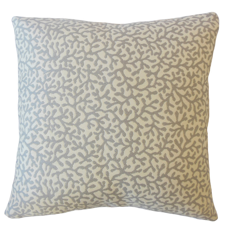 Verena Abstract Feather Reversible Throw Pillow, 18" x 18", Smoke