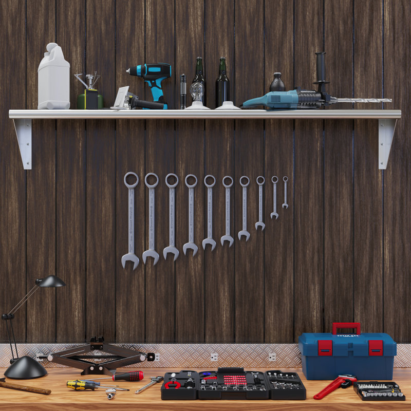 60" Stainless Steel Wall Shelf with Brackets