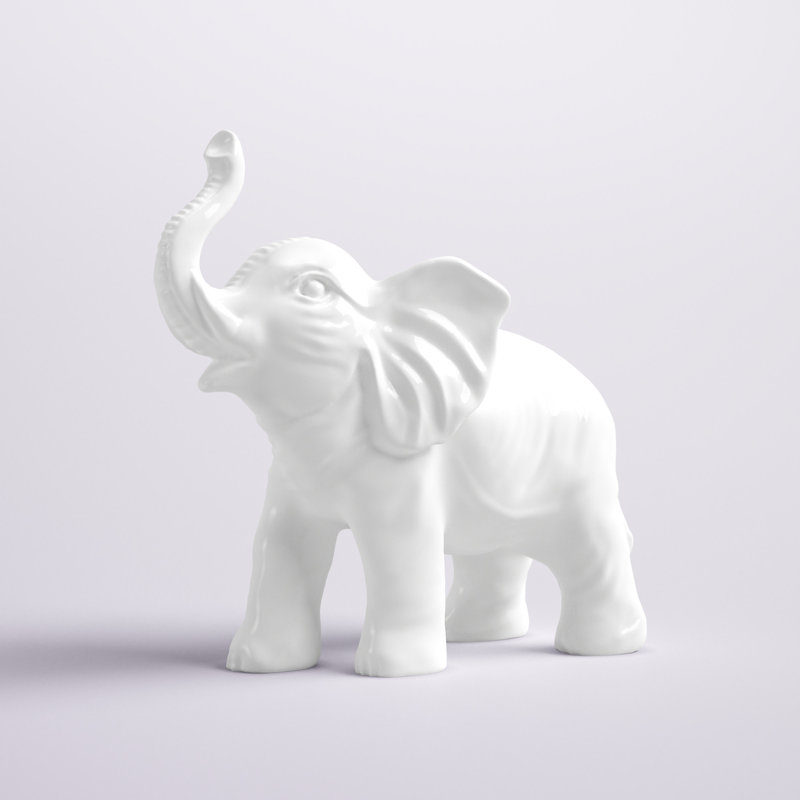Figurine d'éléphant en céramique Dismuke, H 9 po x l 9 po x P 3,5 po