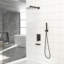 Système de douche carré de 12 po avec bec de baignoire en cascade - pomme de douche à main, finition bronze huilé, valve bronze 12 po, - valve équilibrée, installation murale facile, débit d'eau réglable-121245086