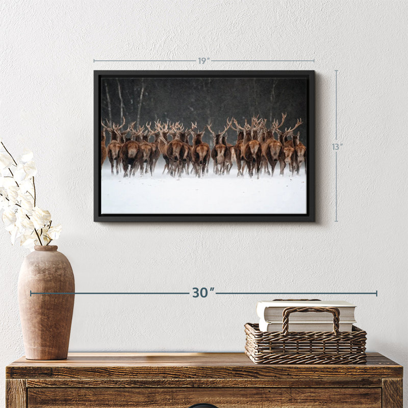 Impression sur toile, "Deer Escape", H 13 po x l 19 po