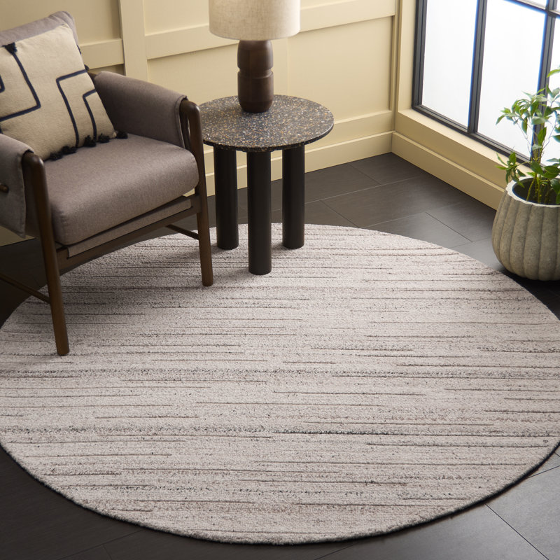 Natura 461 Hand Woven Wool; Cotton No Pattern Rug in Beige, Round 6'