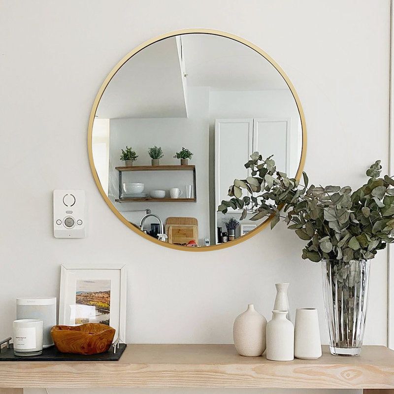 Circle Mirror, Round Wall Mirror Suitable For Bedroom, Vanity, Living Room, Gold, 16" x 16"