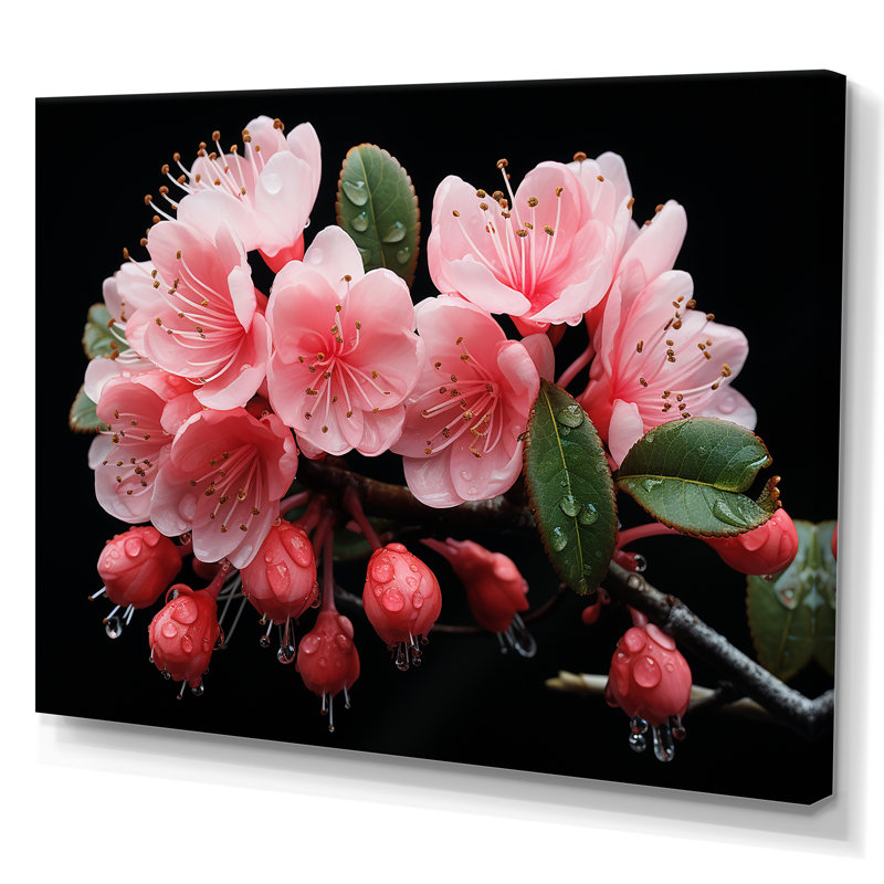 Cascade de fleurs roses suspendues - Fuschia, Toile tendue, H 12 po x l 20 po x P 1 po