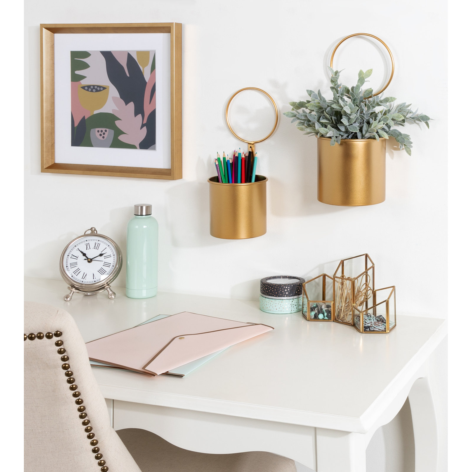 Casey 6" Wall Planter, Gold