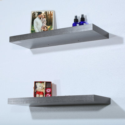 Ensemble de 2 tablettes flottantes en chêne noir Carson - 23,62 x 9,25 x 1,5 po